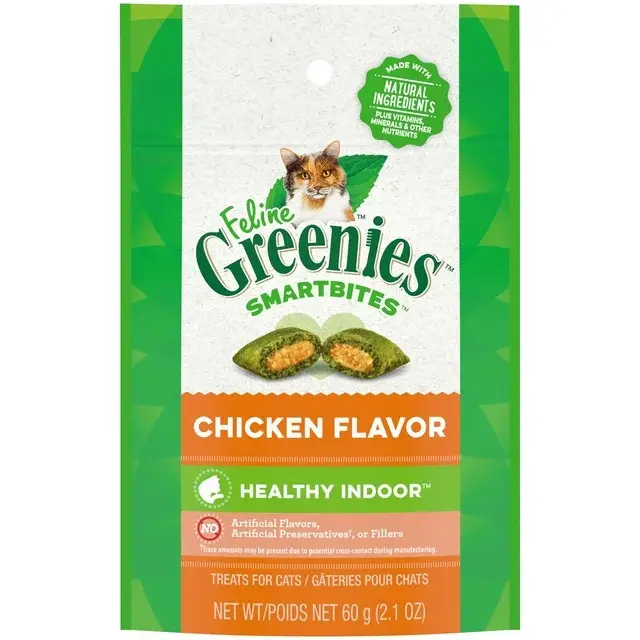 Greenies Smartbites Chicken Flavor Crunchy Soft Treat For Cat, 2.1 Oz