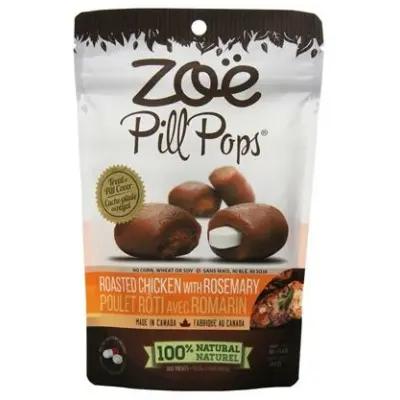 Zoe Pill Pops Roasted Chicken with Rosemary Dog Treats, 3.5-oz Bag